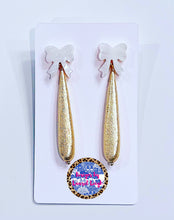 Load image into Gallery viewer, Pearl Bow Gold Drop Earrings - Chinoiserie jewelry