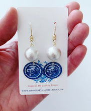 Load image into Gallery viewer, Blue Willow and Pearl Drop Earrings - Two styles - Ginger jar