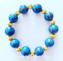 Load image into Gallery viewer, Hydrangea Blue &amp; Gold Chinoiserie Bracelet - Chinoiserie jewelry