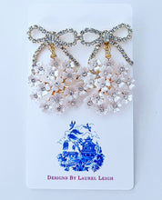 Load image into Gallery viewer, Rhinestone Bow Pearl Hydrangea Earrings - Chinoiserie jewelry