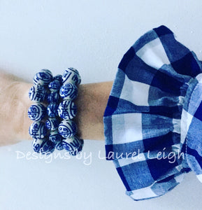 Blue & White Chinoiserie Longevity Bracelet  - Chinoiserie