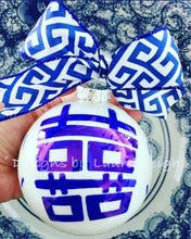 Load image into Gallery viewer, Chinoiserie Hand Painted JUMBO SIZE Christmas Ornament - Pagoda or Double Happiness Symbol Designs - Designs by Laurel Leigh