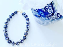 Load image into Gallery viewer, Blue and White Chinoiserie Chunky Floral Chinese Character Statement Necklace - Ginger jar