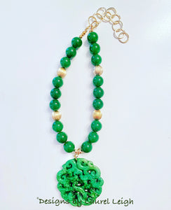 Green Jade Chinoiserie Pendant Necklace - Chinoiserie jewelry
