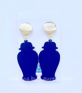 Chinoiserie Chic Ginger Jar Statement Earrings - Six Color Options - Ginger jar