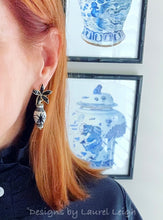 Load image into Gallery viewer, Black Floral Chinoiserie Ginger Jar Earrings - Chinoiserie jewelry