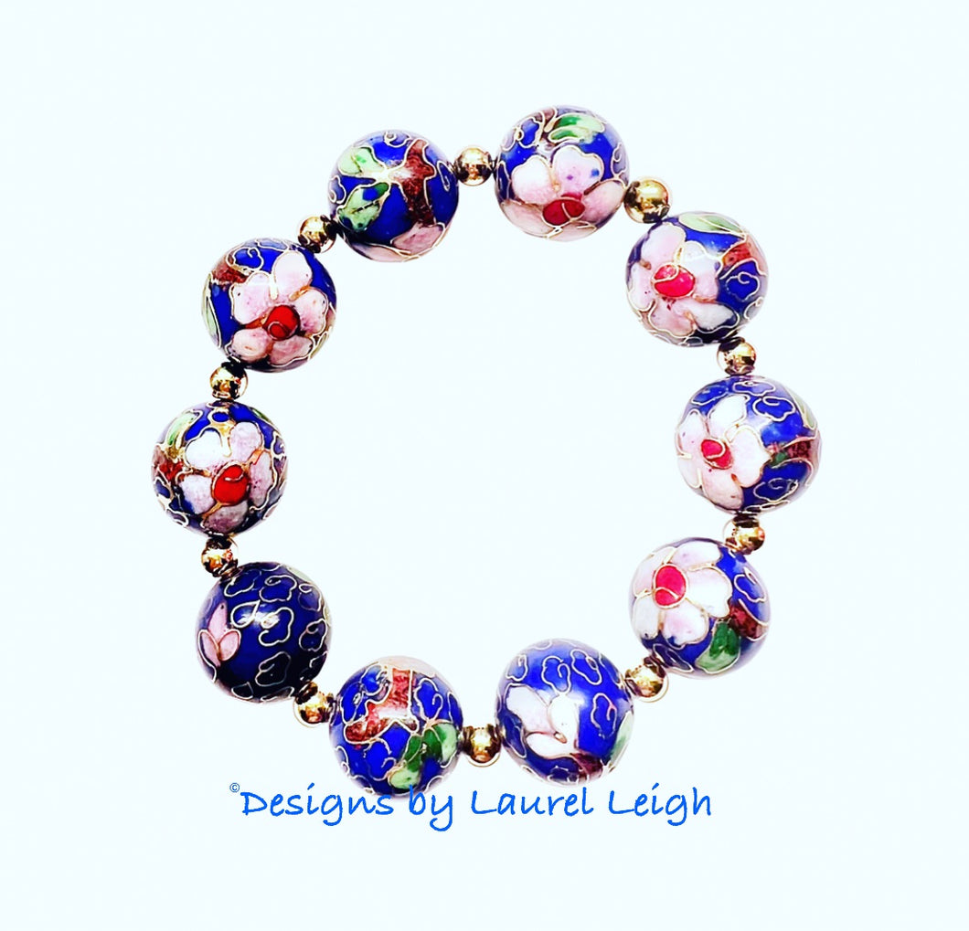 Lapis Blue Chinoiserie Cloisonné Bracelet - Chinoiserie jewelry