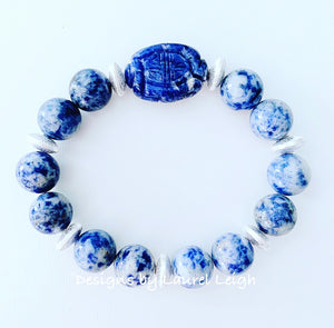 Blue & White Chinoiserie Gemstone Bracelet - Chinoiserie jewelry