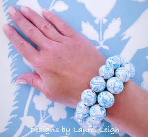 Wedgwood Blue Chinoiserie Floral Bracelet - Chinoiserie jewelry