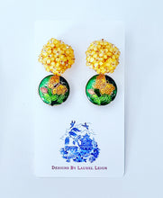 Load image into Gallery viewer, Cloisonné Hydrangea Blossom Earrings - Chinoiserie jewelry