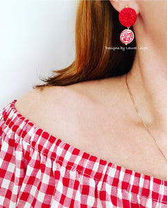 Chinoiserie Red Cinnabar Drop Earrings - Chinoiserie jewelry