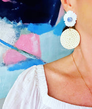 Load image into Gallery viewer, Chinoiserie Rattan Pearl Flower Earrings - Chinoiserie jewelry