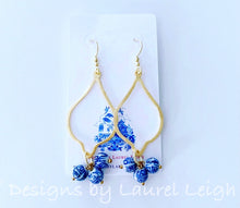 Load image into Gallery viewer, Chinoiserie Gold Dangle Earrings - Chinoiserie jewelry