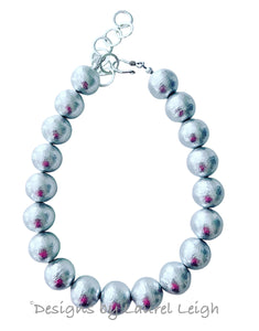 Silver Gray Pearl Statement Necklace - Chinoiserie jewelry