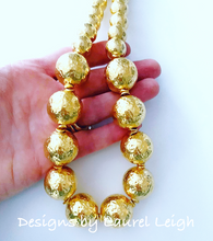 Load image into Gallery viewer, Chunky Hammered Gold Graduated Bead Statement Necklace - Ginger jar