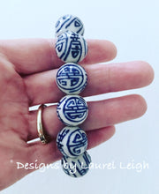 Load image into Gallery viewer, Blue &amp; White Chinoiserie Longevity Bracelet  - Chinoiserie