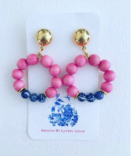 Load image into Gallery viewer, Chinoiserie Beaded Post Hoops - 7 Colors - Designs by Laurel Leigh