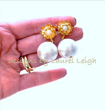 Load image into Gallery viewer, Jumbo Floral Post Cotton Pearl Statement Earrings - 2 Styles - Ginger jar