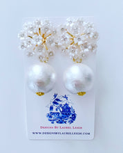 Load image into Gallery viewer, White Pearl Hydrangea Blossom Earrings - Chinoiserie jewelry