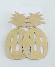 Load image into Gallery viewer, Gold Pineapple Statement Earrings - Posts - Designs by Laurel Leigh