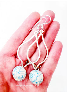 Wedgwood Blue & White Chinoiserie Drop Earrings - Chinoiserie jewelry