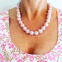 Load image into Gallery viewer, Pink &amp; White Chinoiserie Floral Necklace - Chinoiserie jewelry