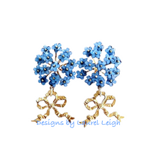 Load image into Gallery viewer, Blue Hydrangea Bow Drop Earrings - Chinoiserie jewelry