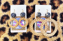 Load image into Gallery viewer, Chinoiserie Rattan Double Happiness Earrings - Natural or Brown - Chinoiserie jewelry
