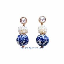 Load image into Gallery viewer, Chinoiserie Pearl Cluster Earrings - Chinoiserie jewelry