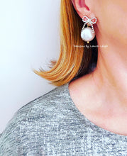 Load image into Gallery viewer, Rhinestone Bow Jumbo Pearl Drop Earrings - Chinoiserie jewelry