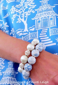 Wedgwood Blue Chinoiserie Floral Bracelet - Chinoiserie jewelry