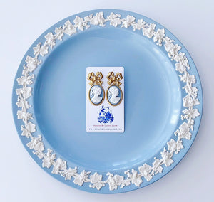 Wedgwood Blue and White Cameo Earrings - 6 Styles - Ginger jar