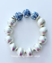 Load image into Gallery viewer, Silver Chinoiserie Floral Bracelet - Chinoiserie jewelry