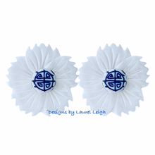 Load image into Gallery viewer, Chinoiserie Floral White Pearl Studs - Chinoiserie jewelry