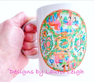 Rose Medallion Watercolor Coffee Mug - 2 Designs - Ginger jar
