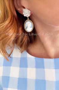 Wedgwood Blue & White Cameo Earrings - 6 Styles - Ginger jar