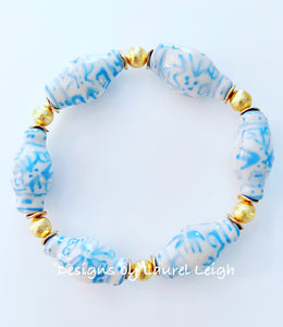 Chinoiserie Ginger Jar Bracelet - Wedgwood Blue - Chinoiserie jewelry