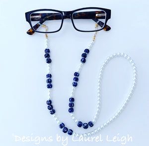 Chinoiserie Chic Pearl Eyeglass / Sunglass / Mask Holder / Lanyard Chain / Necklace -2 Styles - Ginger jar