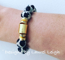 Load image into Gallery viewer, Black and White Tibetan Agate Gemstone Statement Bracelet - Designs by Laurel Leigh