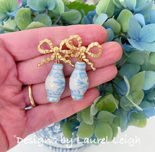 Load image into Gallery viewer, Wedgwood Blue and White Chinoiserie Ginger Jar Bow Earrings - 2 Styles - Ginger jar