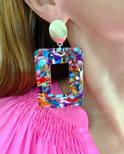 Load image into Gallery viewer, Large Tortoise Shell Statement Earrings - Rainbow Multicolor/Gold - Ginger jar