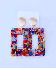 Load image into Gallery viewer, Large Tortoise Shell Statement Earrings - Rainbow Multicolor/Gold - Ginger jar