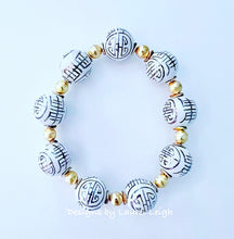 Load image into Gallery viewer, Gold &amp; White Chinoiserie Bracelet - Chinoiserie jewelry