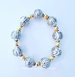 Gold & White Chinoiserie Bracelet - Chinoiserie jewelry