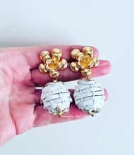 Load image into Gallery viewer, White Rattan Floral Drop Earrings - Chinoiserie jewelry