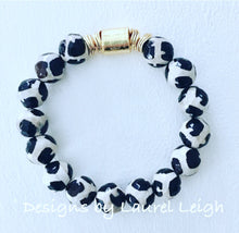 Load image into Gallery viewer, Black and White Tibetan Agate Gemstone Statement Bracelet - Designs by Laurel Leigh