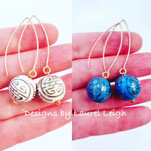 Load image into Gallery viewer, Chinoiserie Longevity Drop Earrings - Chinoiserie jewelry
