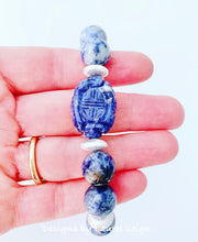Load image into Gallery viewer, Blue &amp; White Chinoiserie Gemstone Bracelet - Chinoiserie jewelry