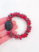 Load image into Gallery viewer, Red &amp; Black Cinnabar Focal Bead Bracelet - Chinoiserie jewelry