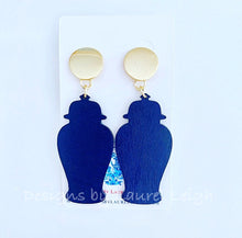 Load image into Gallery viewer, Chinoiserie Chic Ginger Jar Statement Earrings - Six Color Options - Ginger jar